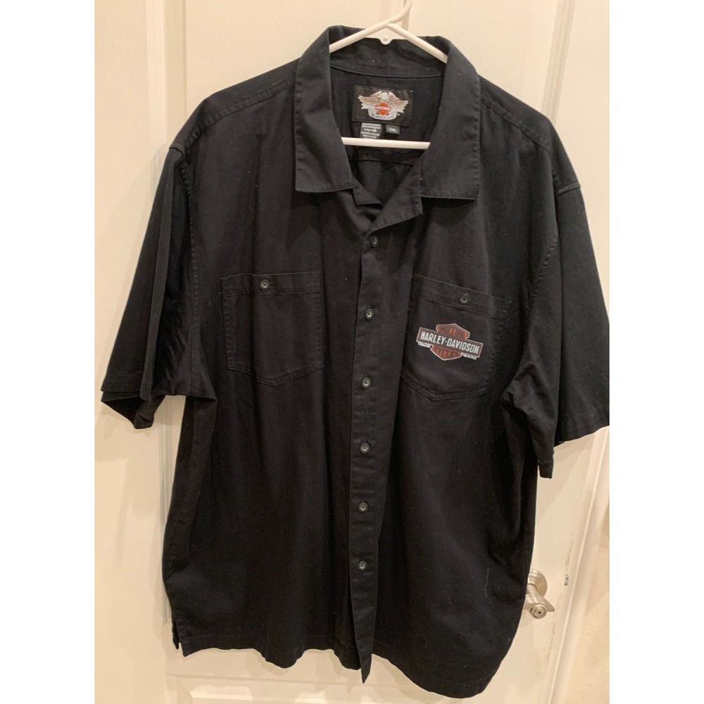 Harley Davidson Black Button Down Pocket Collard Shirt Sz‎ 2XL